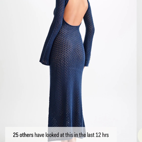 Meshi Julia Crotchet Navy Blue Maxi Dress - Picture 2 of 3